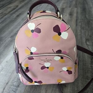 kate spade Pink Floral Mini Backpack with Multicolor Blooms 10 X 9 X 4 Approxima
